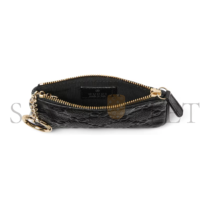 GUCCI GG GG EMBLEM ZIP KEY CASE 815891 (12*7.5cm)