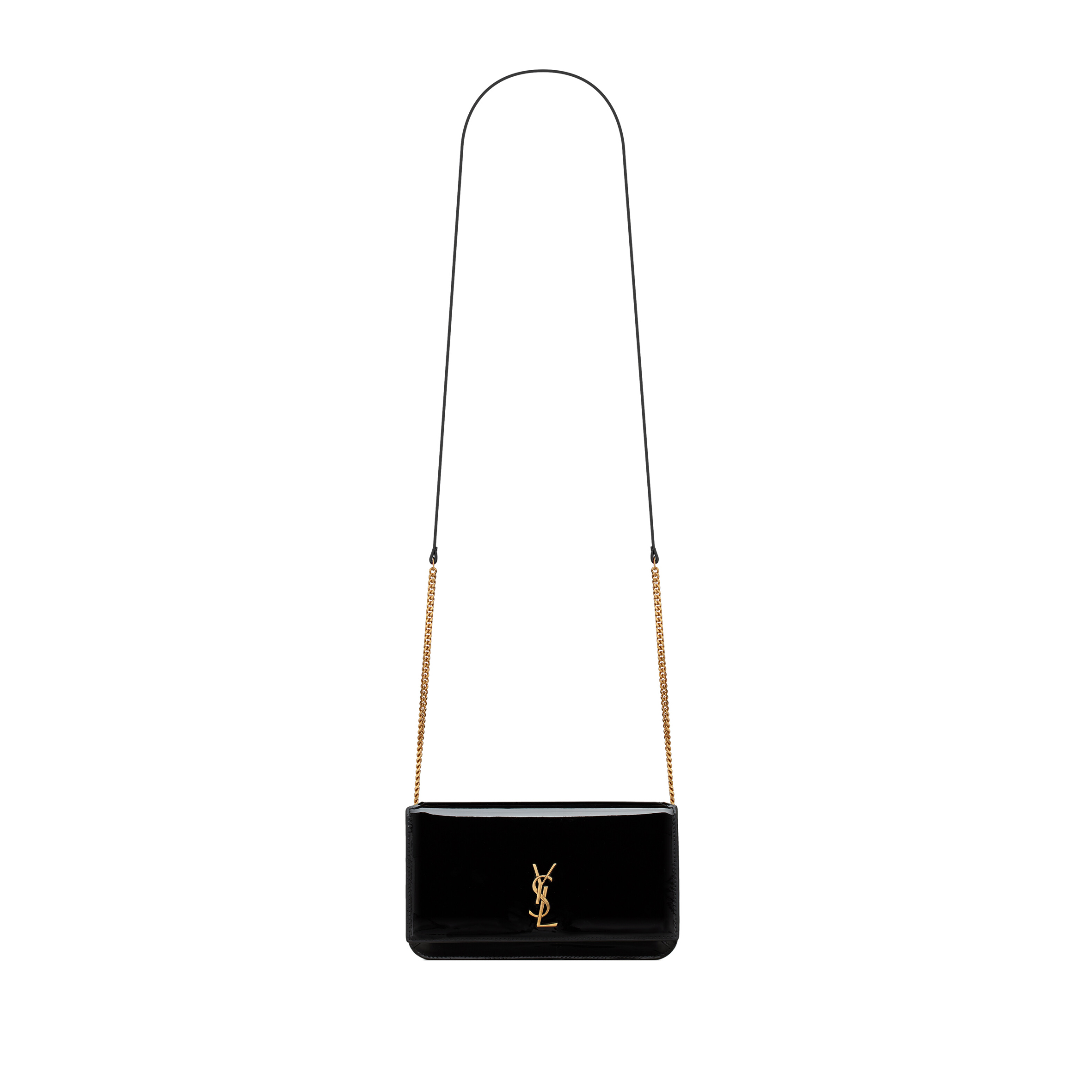 YSL CASSANDRE PHONE HOLDER IN PATENT LEATHER 808548BMIIJ1000 (18*11*2.5cm)