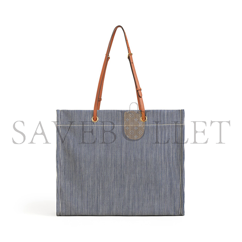 CELINE SQUARED CABAS CELINE IN STRIPED TEXTILE AND CALFSKIN 192802CHD.07AT (45*35*15cm)