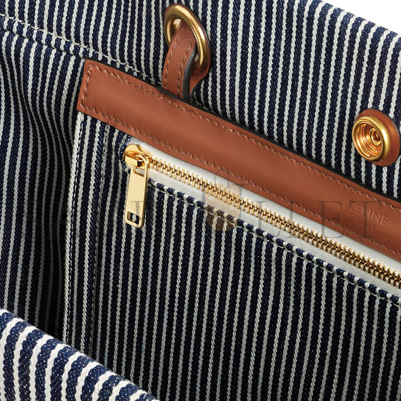 CELINE SQUARED CABAS CELINE IN STRIPED TEXTILE AND CALFSKIN 192802CHD.07AT (45*35*15cm) CELINE SQUARED CABAS CELINE IN STRIPED TEXTILE AND CALFSKIN 192802CHD.07AT (45*35*15cm)