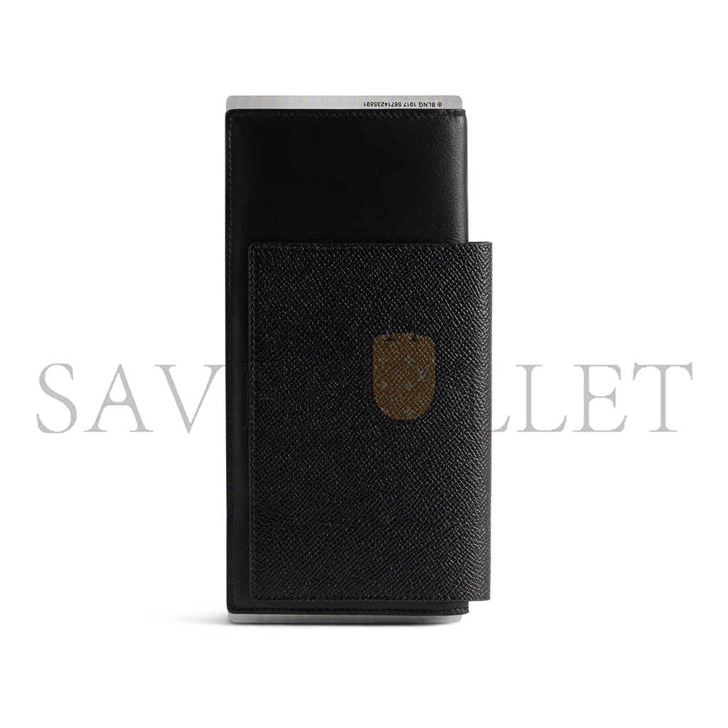 BALENCIAGA MEN'S PASSPORT LONG WALLET 1 TICKET IN BLACK 7877742AA3R1000 (21*12.4*2cm）