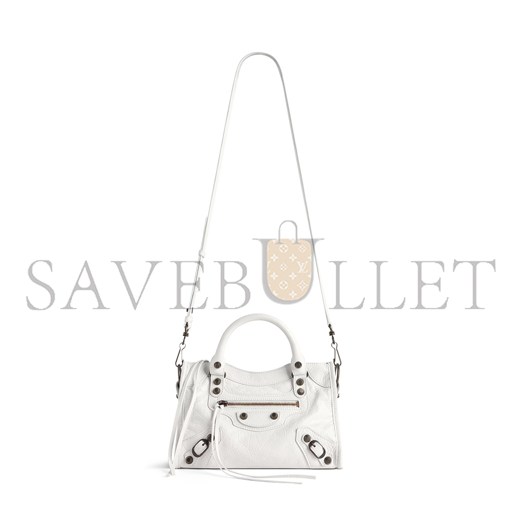 BALENCIAGA WOMEN'S LE CITY BAG MINI IN OPTIC WHITE 8063952ABEK9104 (23.8*16*6.3cm)