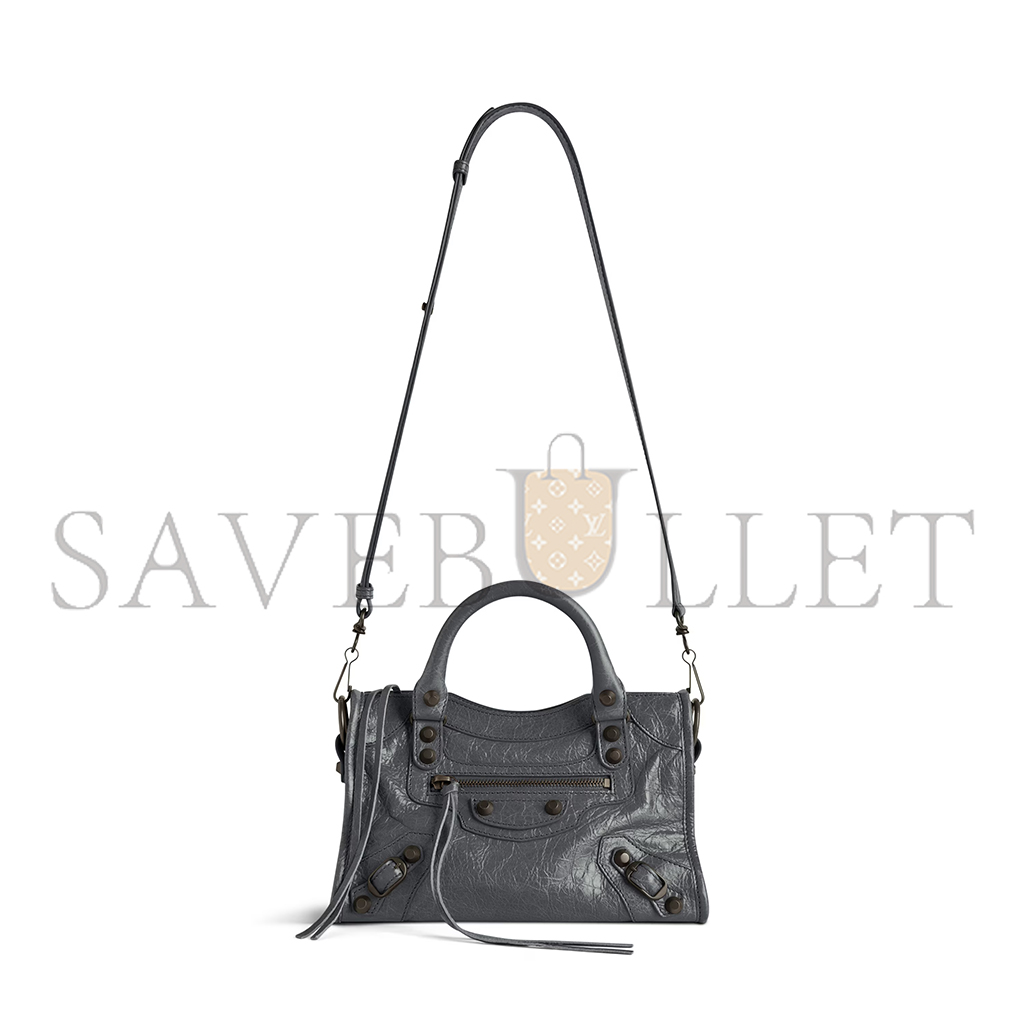 BALENCIAGA WOMEN'S LE CITY BAG MINI IN VOLCANIC ROCK 8063952ABEK1251 (23.8*16*6.3cm)