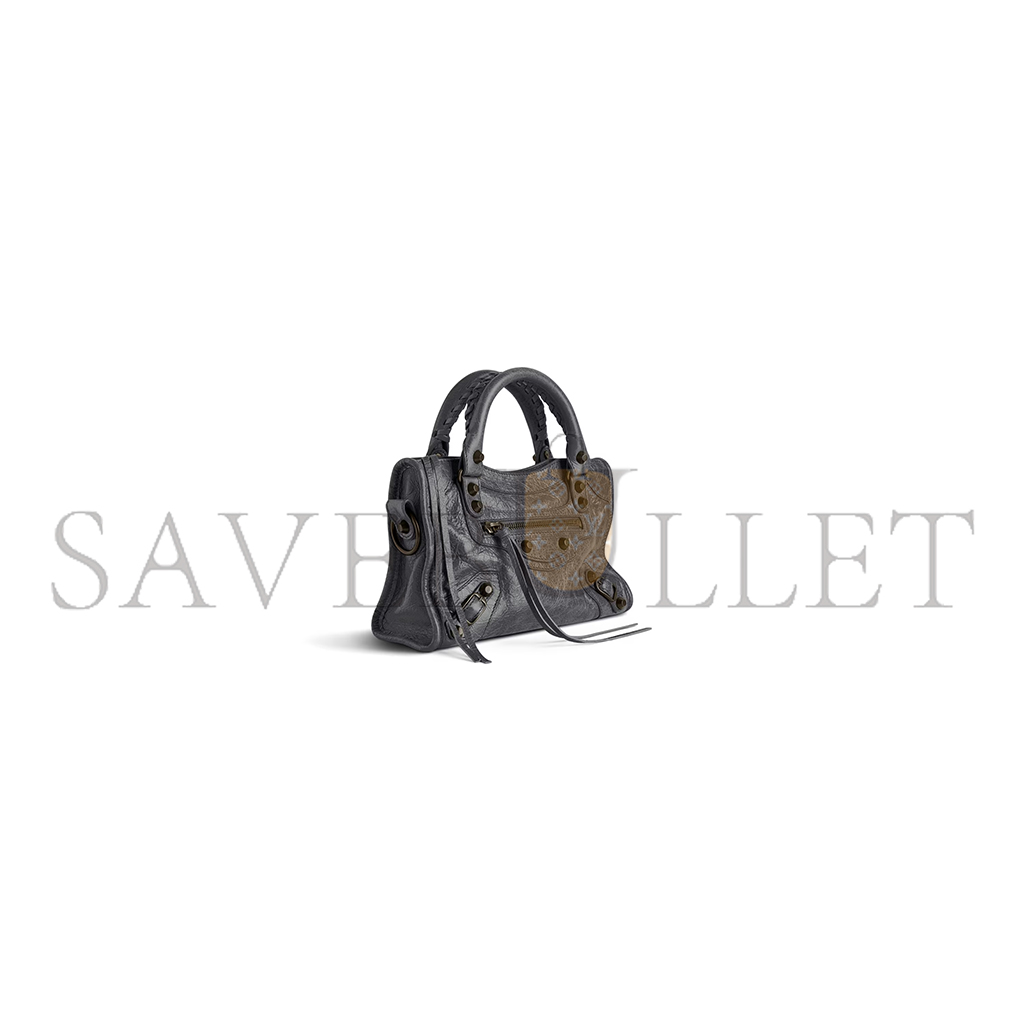 BALENCIAGA WOMEN'S LE CITY BAG MINI IN VOLCANIC ROCK 8063952ABEK1251 (23.8*16*6.3cm)
