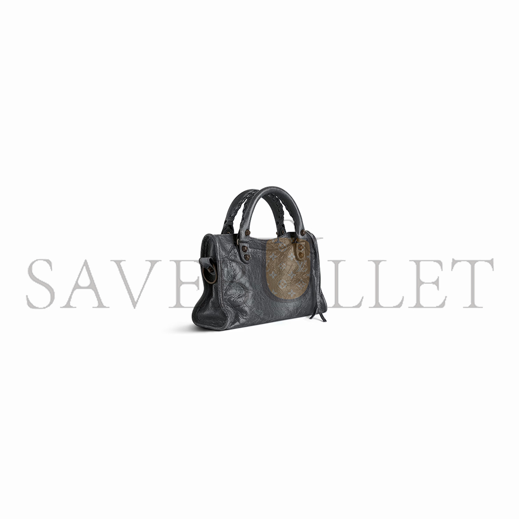 BALENCIAGA WOMEN'S LE CITY BAG MINI IN VOLCANIC ROCK 8063952ABEK1251 (23.8*16*6.3cm)