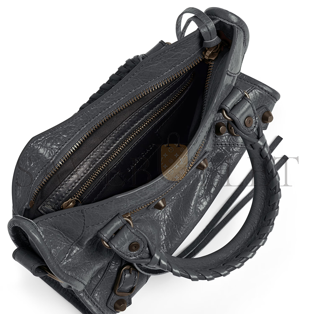 BALENCIAGA WOMEN'S LE CITY BAG MINI IN VOLCANIC ROCK 8063952ABEK1251 (23.8*16*6.3cm)