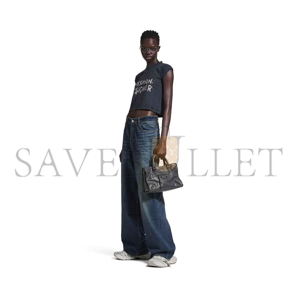 BALENCIAGA WOMEN'S LE CITY BAG SMALL IN VOLCANIC ROCK 8114422ABEK1251 (29.9*19.1*9.9cm)