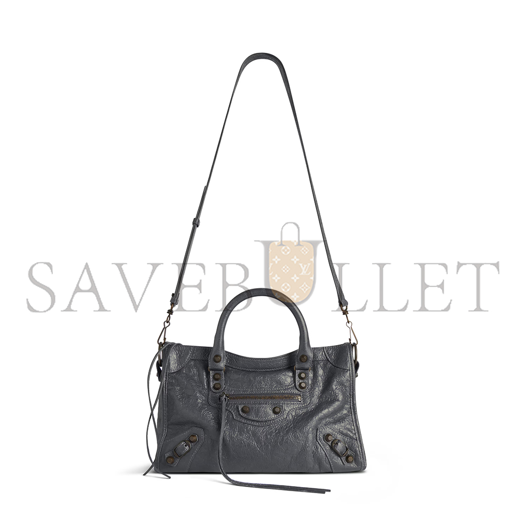 BALENCIAGA WOMEN'S LE CITY BAG SMALL IN VOLCANIC ROCK 8114422ABEK1251 (29.9*19.1*9.9cm)