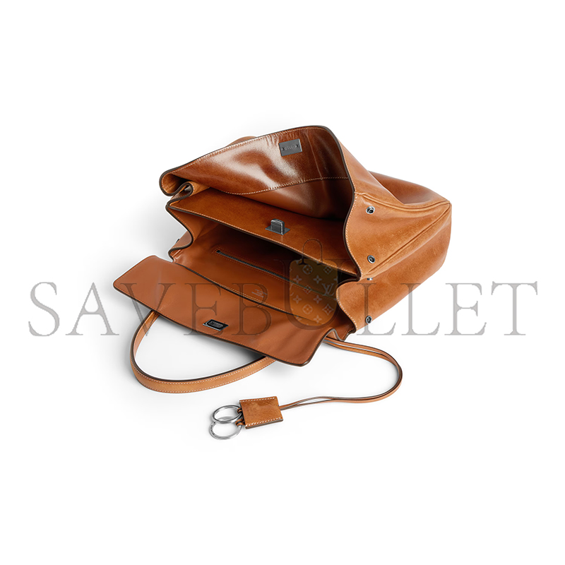 BALENCIAGA WOMEN'S RODEO HANDBAG MEDIUM IN TAN COWBOY 7897722ABP72753 (35*23.3*10.9cm) BALENCIAGA WOMEN'S RODEO HANDBAG MEDIUM IN TAN COWBOY 7897722ABP72753 (35*23.3*10.9cm)