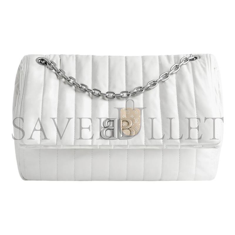 BALENCIAGA WOMEN'S MONACO CHAIN BAG MEDIUM IN WHITE 7659452AASE9106 (32.5*22*9.9cm)