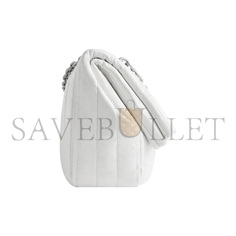 BALENCIAGA WOMEN'S MONACO CHAIN BAG MEDIUM IN WHITE 7659452AASE9106 (32.5*22*9.9cm)