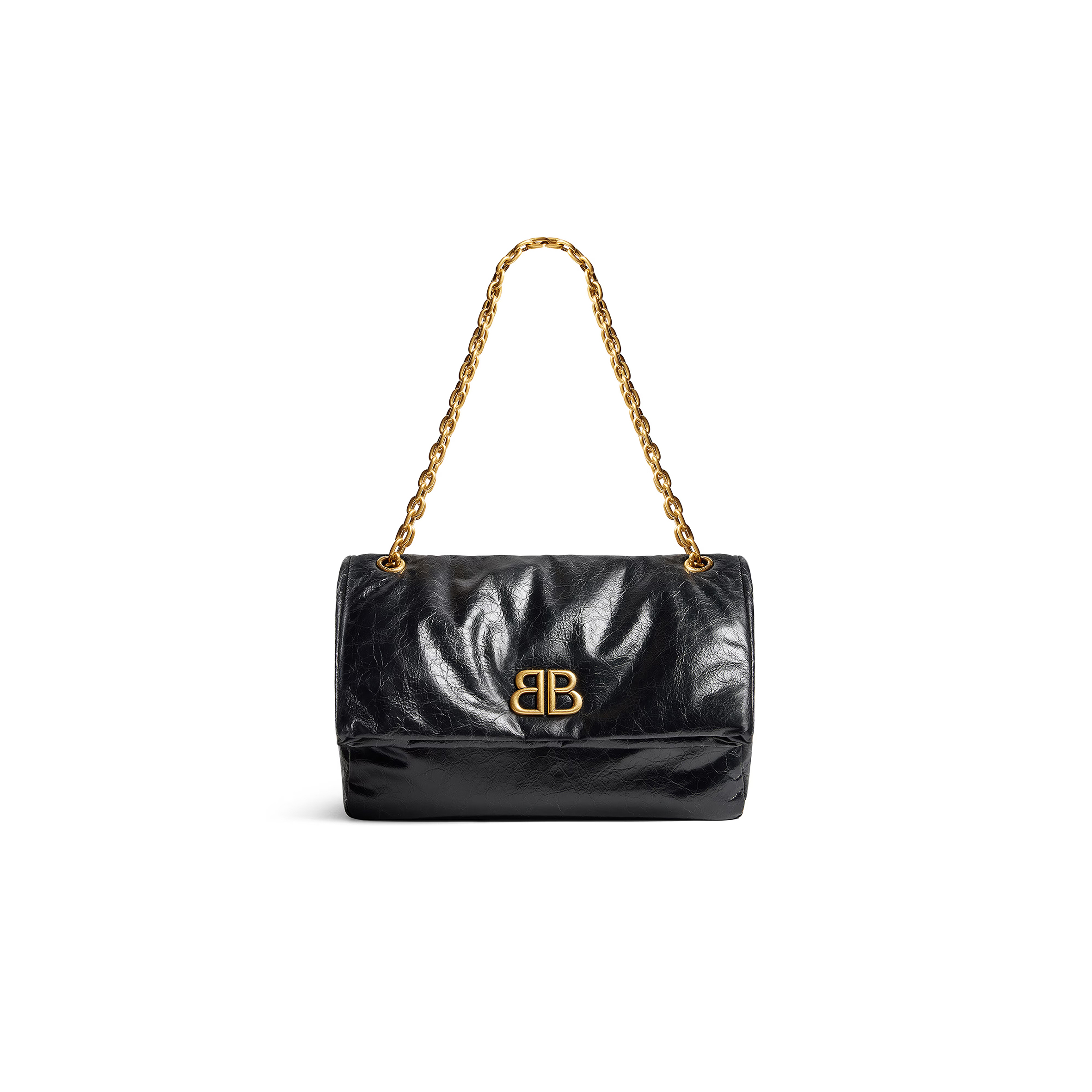 BALENCIAGA WOMEN'S MONACO CHAIN BAG MEDIUM IN BLACK 7659452AAR81000 (32.5*22*9.9cm) BALENCIAGA WOMEN'S MONACO CHAIN BAG MEDIUM IN BLACK 7659452AAR81000 (32.5*22*9.9cm)