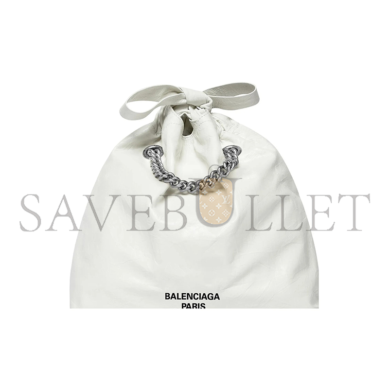 BALENCIAGA WOMEN'S CRUSH TOTE BAG SMALL IN WHITE 742942210IU9001 (25.9*23.9*9.9cm)
