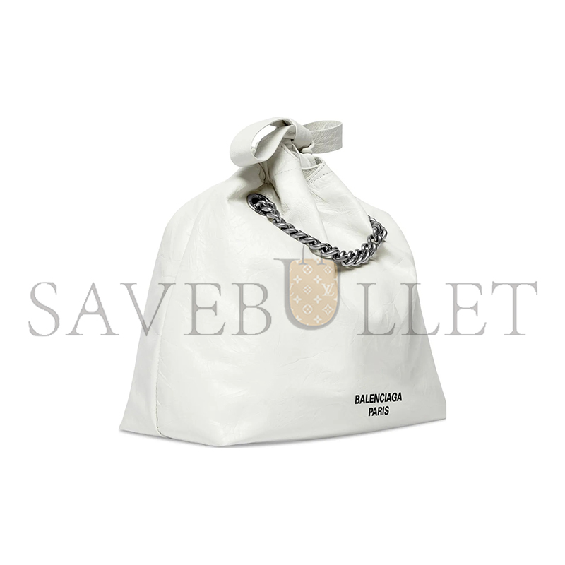 BALENCIAGA WOMEN'S CRUSH TOTE BAG SMALL IN WHITE 742942210IU9001 (25.9*23.9*9.9cm)