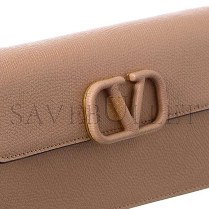 VALENTINO VSLING GRAINY LEATHER WALLET ON CHAIN WOMEN'S PINK (20*11*4cm)