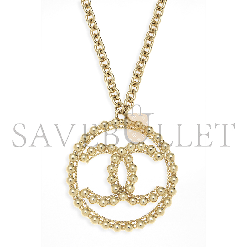 CHANEL GOLD GOLD CC CIRCLE NECKLACE FF8175