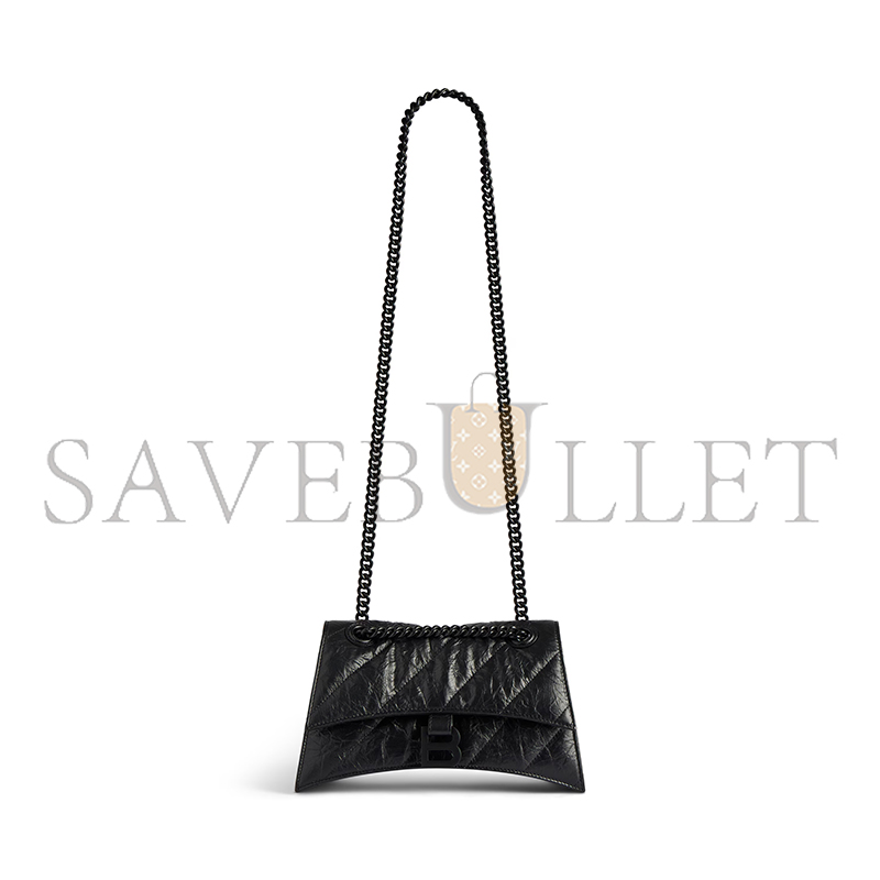 BALENCIAGA WOMEN'S CRUSH CHAIN BAG SMALL IN BLACK 716351210IY1000 (24.9*15*7.9cm) BALENCIAGA WOMEN'S CRUSH CHAIN BAG SMALL IN BLACK 716351210IY1000 (24.9*15*7.9cm)