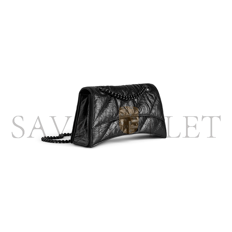 BALENCIAGA WOMEN'S CRUSH CHAIN BAG SMALL IN BLACK 716351210IY1000 (24.9*15*7.9cm) BALENCIAGA WOMEN'S CRUSH CHAIN BAG SMALL IN BLACK 716351210IY1000 (24.9*15*7.9cm)