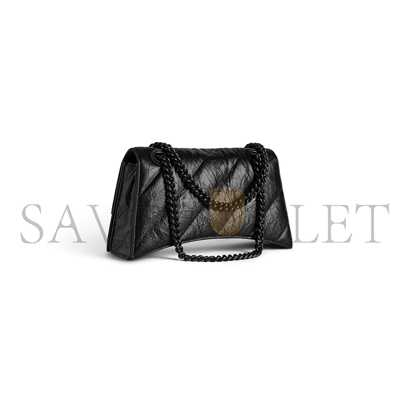 BALENCIAGA WOMEN'S CRUSH CHAIN BAG SMALL IN BLACK 716351210IY1000 (24.9*15*7.9cm) BALENCIAGA WOMEN'S CRUSH CHAIN BAG SMALL IN BLACK 716351210IY1000 (24.9*15*7.9cm)