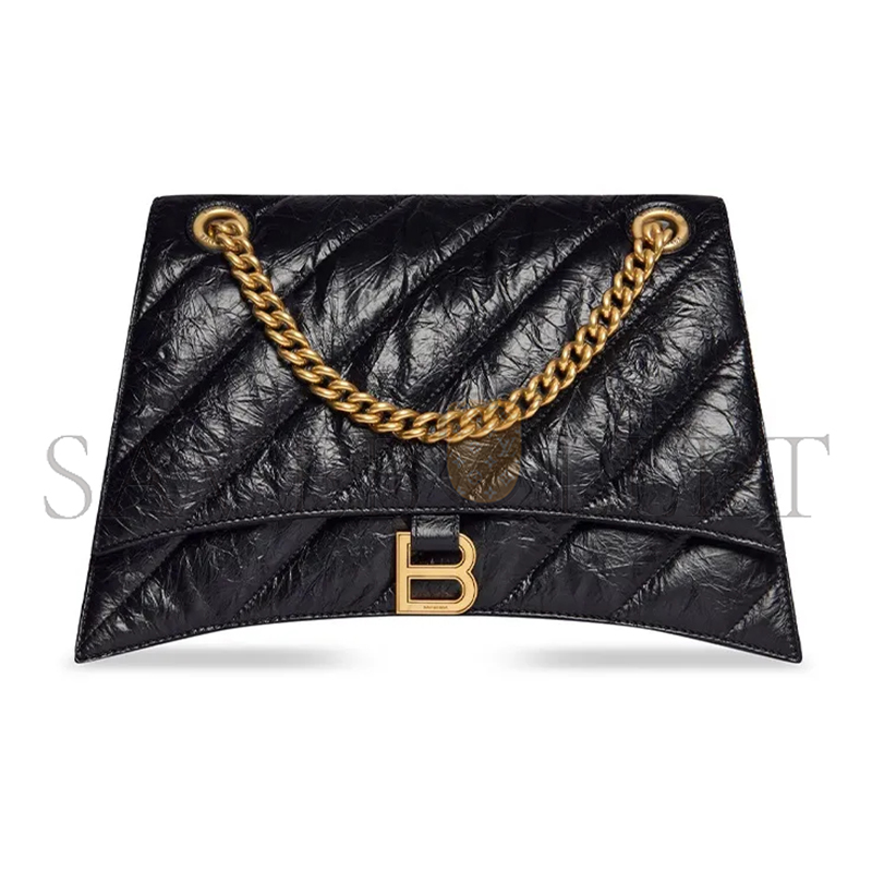 BALENCIAGA WOMEN'S CRUSH CHAIN BAG MEDIUM IN BLACK 716393210J11000 (31*19.8*6.9cm)