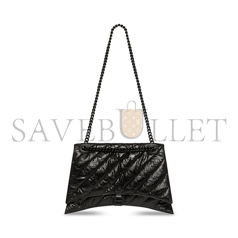BALENCIAGA WOMEN'S CRUSH CHAIN BAG MEDIUM IN BLACK 716393210IY1000 (31*19.8*6.9cm) BALENCIAGA WOMEN'S CRUSH CHAIN BAG MEDIUM IN BLACK 716393210IY1000 (31*19.8*6.9cm)