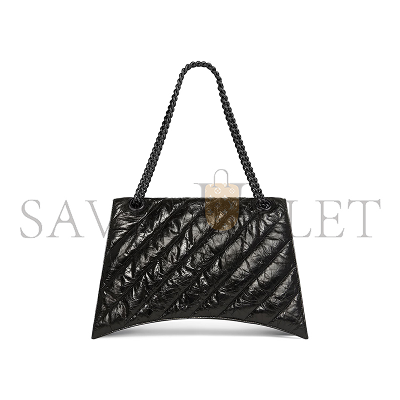 BALENCIAGA WOMEN'S CRUSH CHAIN BAG MEDIUM IN BLACK 716393210IY1000 (31*19.8*6.9cm) BALENCIAGA WOMEN'S CRUSH CHAIN BAG MEDIUM IN BLACK 716393210IY1000 (31*19.8*6.9cm)