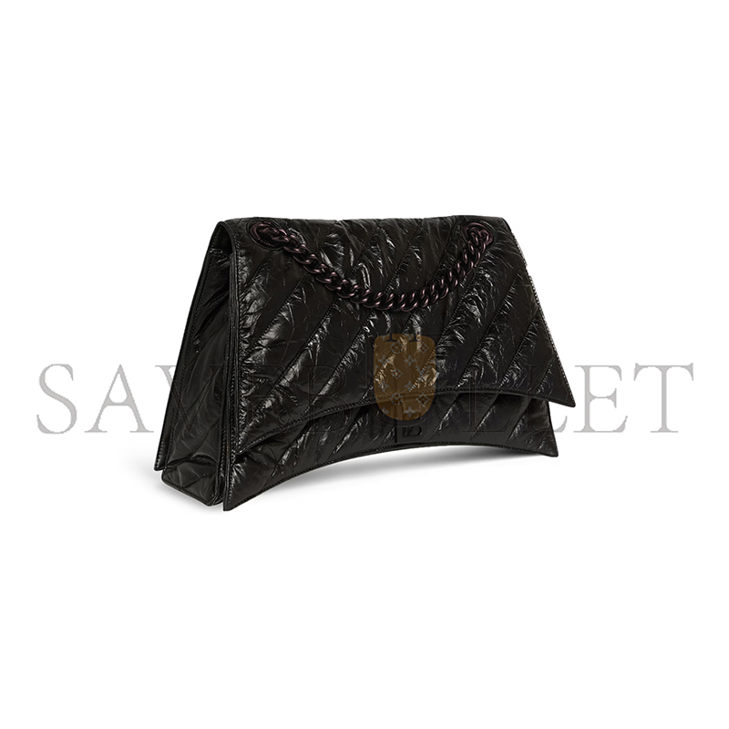 BALENCIAGA WOMEN'S CRUSH CHAIN BAG MEDIUM IN BLACK 716393210IY1000 (31*19.8*6.9cm) BALENCIAGA WOMEN'S CRUSH CHAIN BAG MEDIUM IN BLACK 716393210IY1000 (31*19.8*6.9cm)