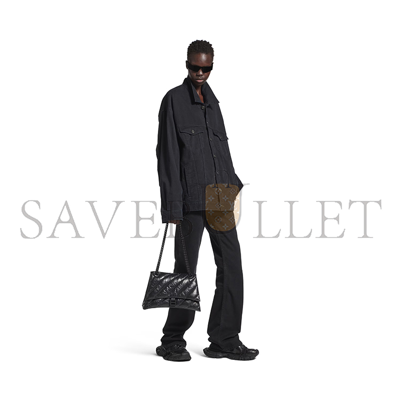 BALENCIAGA WOMEN'S CRUSH CHAIN BAG IN LARGE BLACK 716332210IY1000 (39.9*24.9*13cm) BALENCIAGA WOMEN'S CRUSH CHAIN BAG IN LARGE BLACK 716332210IY1000 (39.9*24.9*13cm)