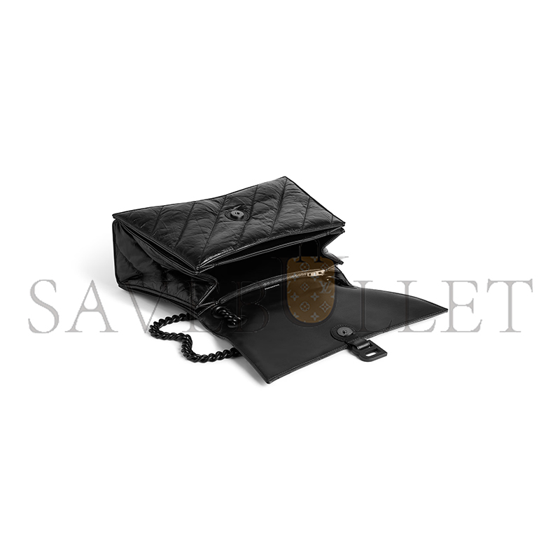 BALENCIAGA WOMEN'S CRUSH CHAIN BAG IN LARGE BLACK 716332210IY1000 (39.9*24.9*13cm) BALENCIAGA WOMEN'S CRUSH CHAIN BAG IN LARGE BLACK 716332210IY1000 (39.9*24.9*13cm)