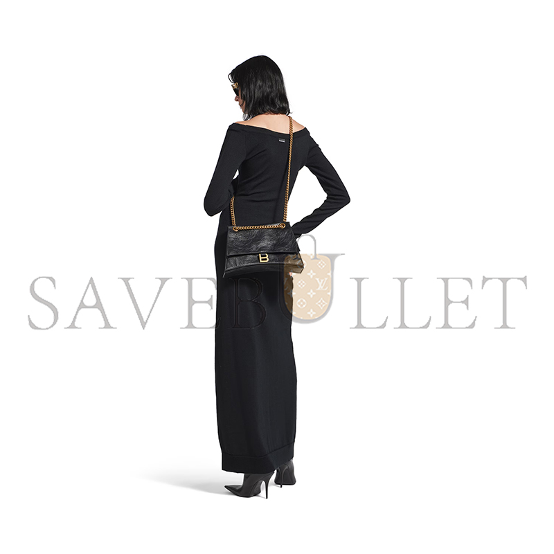 BALENCIAGA WOMEN'S CRUSH CHAIN BAG IN MEDIUM BLACK 716393210IT1000 (31*19.8*6.9cm) BALENCIAGA WOMEN'S CRUSH CHAIN BAG IN MEDIUM BLACK 716393210IT1000 (31*19.8*6.9cm)