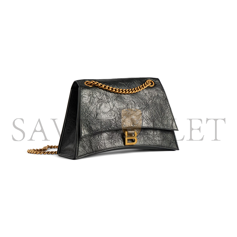 BALENCIAGA WOMEN'S CRUSH CHAIN BAG IN MEDIUM BLACK 716393210IT1000 (31*19.8*6.9cm) BALENCIAGA WOMEN'S CRUSH CHAIN BAG IN MEDIUM BLACK 716393210IT1000 (31*19.8*6.9cm)