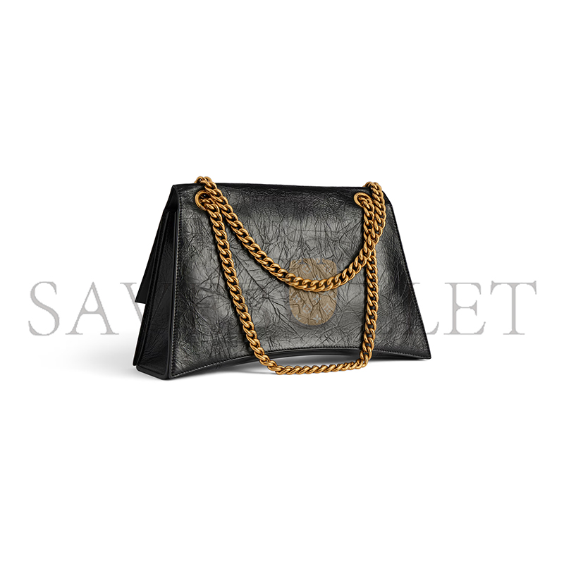 BALENCIAGA WOMEN'S CRUSH CHAIN BAG IN MEDIUM BLACK 716393210IT1000 (31*19.8*6.9cm) BALENCIAGA WOMEN'S CRUSH CHAIN BAG IN MEDIUM BLACK 716393210IT1000 (31*19.8*6.9cm)
