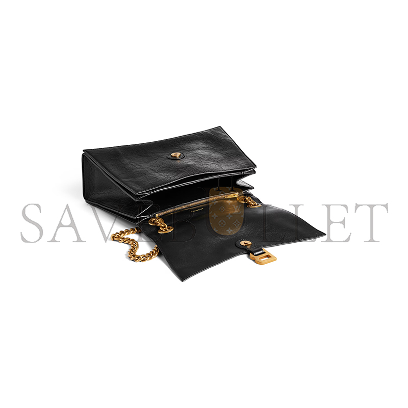 BALENCIAGA WOMEN'S CRUSH CHAIN BAG IN MEDIUM BLACK 716393210IT1000 (31*19.8*6.9cm) BALENCIAGA WOMEN'S CRUSH CHAIN BAG IN MEDIUM BLACK 716393210IT1000 (31*19.8*6.9cm)