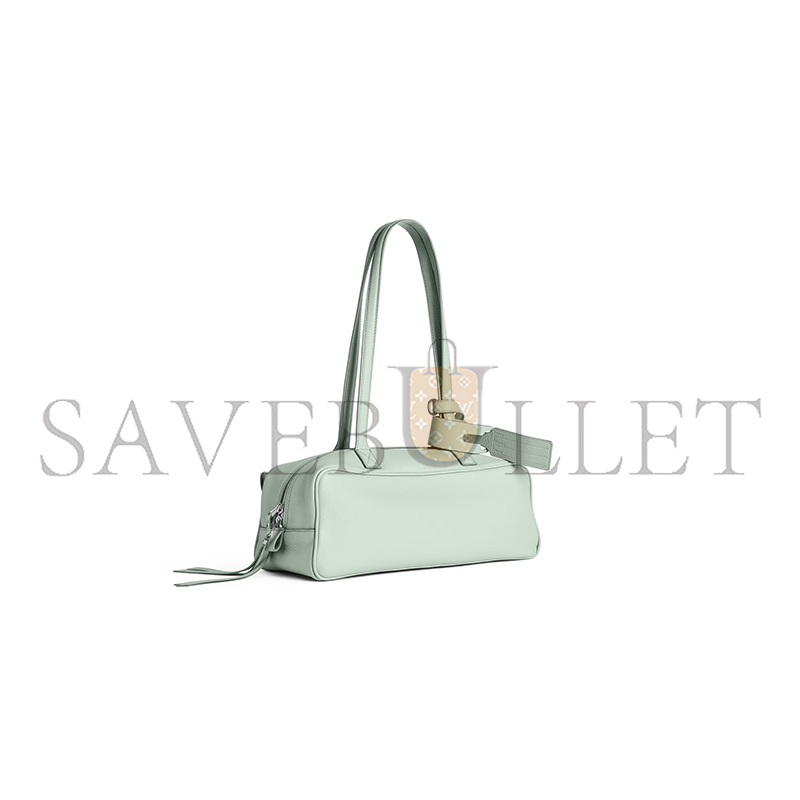 BALENCIAGA WOMEN'S CARRIE BOWLING BAG SMALL IN MINERAL GREEN 8329202ABNP3837 (30.9*11.9*11.9cm) BALENCIAGA WOMEN'S CARRIE BOWLING BAG SMALL IN MINERAL GREEN 8329202ABNP3837 (30.9*11.9*11.9cm)