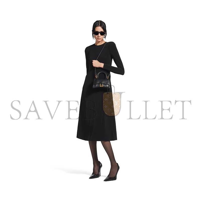 BALENCIAGA WOMEN'S HOURGLASS HANDBAG XS IN BLACK 5928331QJ4M1000 (18.8*13*7.9cm) BALENCIAGA WOMEN'S HOURGLASS HANDBAG XS IN BLACK 5928331QJ4M1000 (18.8*13*7.9cm)