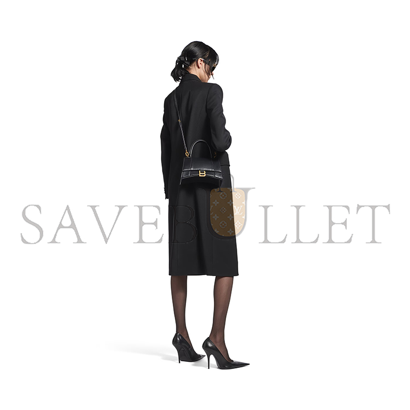 BALENCIAGA WOMEN'S HOURGLASS HANDBAG SMALL IN BLACK 5935461QJ4M1000 (22.9*15*9.9cm) BALENCIAGA WOMEN'S HOURGLASS HANDBAG SMALL IN BLACK 5935461QJ4M1000 (22.9*15*9.9cm)