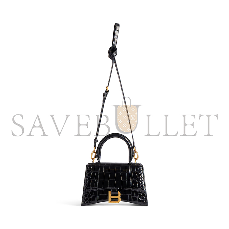 BALENCIAGA WOMEN'S HOURGLASS HANDBAG XS IN BLACK 5928331LRGM1000 (18.8*13*7.9cm) BALENCIAGA WOMEN'S HOURGLASS HANDBAG XS IN BLACK 5928331LRGM1000 (18.8*13*7.9cm)