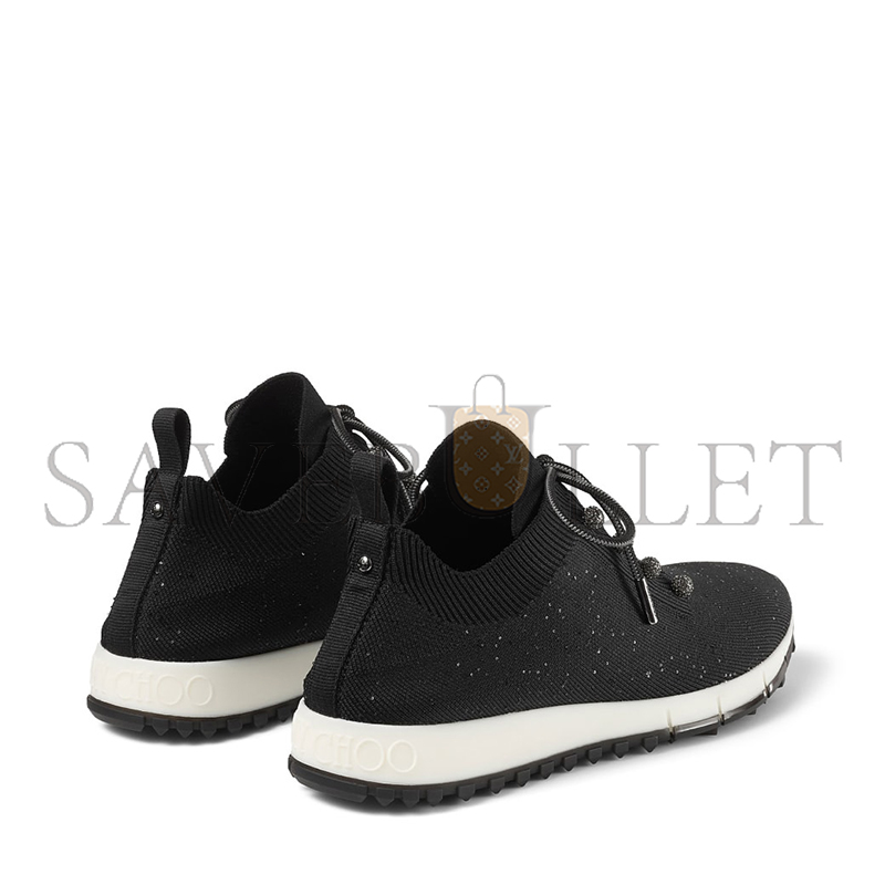 JIMMY CHOO VELES BLACK SEQUIN KNIT TRAINERS VELESBNV JIMMY CHOO VELES BLACK SEQUIN KNIT TRAINERS VELESBNV