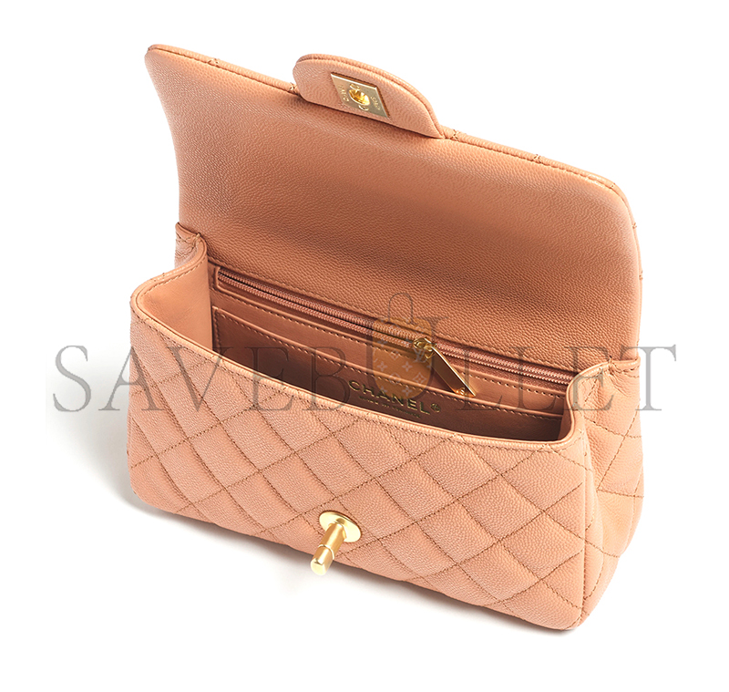 CHANEL MINI FLAP BAG WITH TOP HANDLE GRAINED SHINY CALFSKIN AS5701 (19.5*12*6.5cm) CHANEL MINI FLAP BAG WITH TOP HANDLE GRAINED SHINY CALFSKIN AS5701 (19.5*12*6.5cm)
