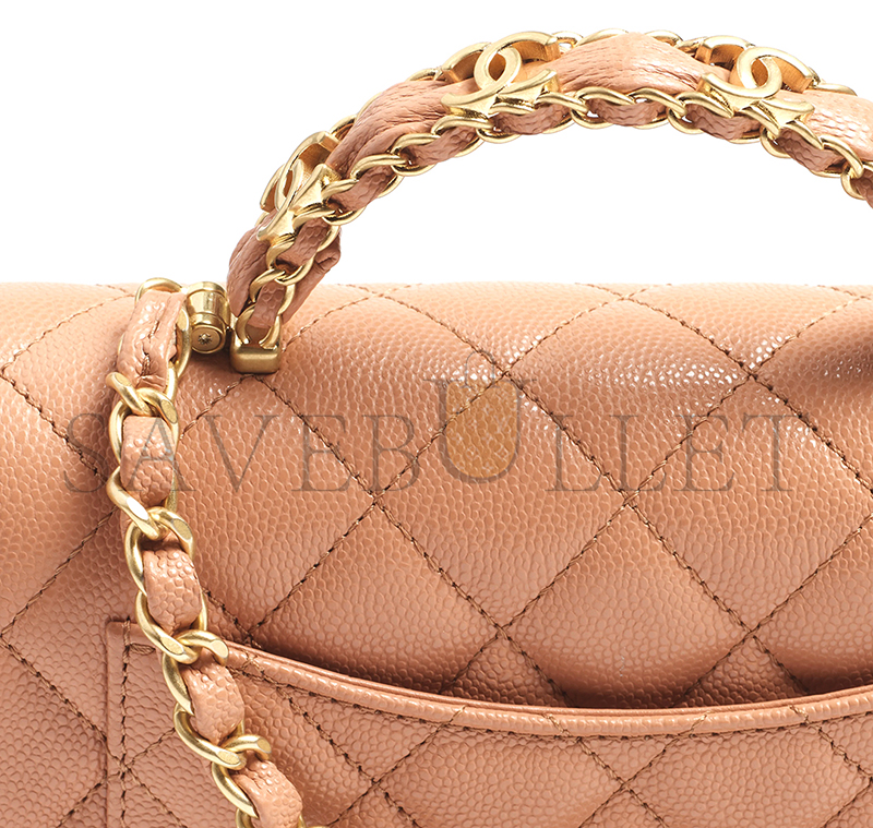 CHANEL MINI FLAP BAG WITH TOP HANDLE GRAINED SHINY CALFSKIN AS5701 (19.5*12*6.5cm) CHANEL MINI FLAP BAG WITH TOP HANDLE GRAINED SHINY CALFSKIN AS5701 (19.5*12*6.5cm)