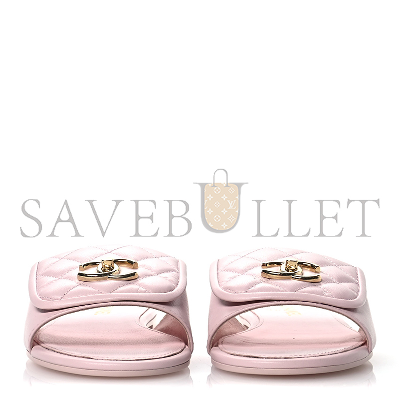 CHANEL LAMBSKIN QUILTED TURNLOCK FLAT MULES 1669317