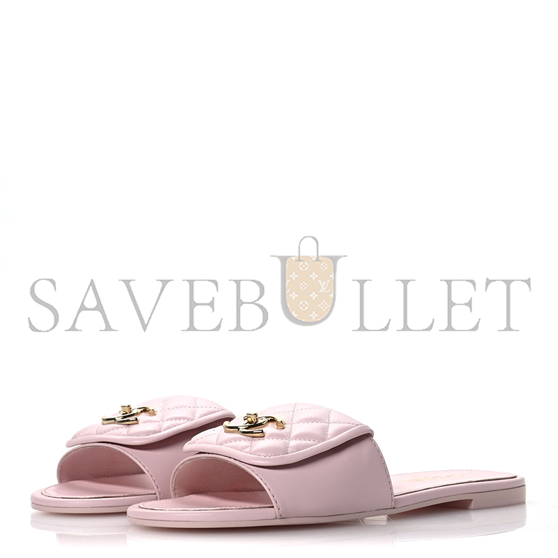 CHANEL LAMBSKIN QUILTED TURNLOCK FLAT MULES 1669317