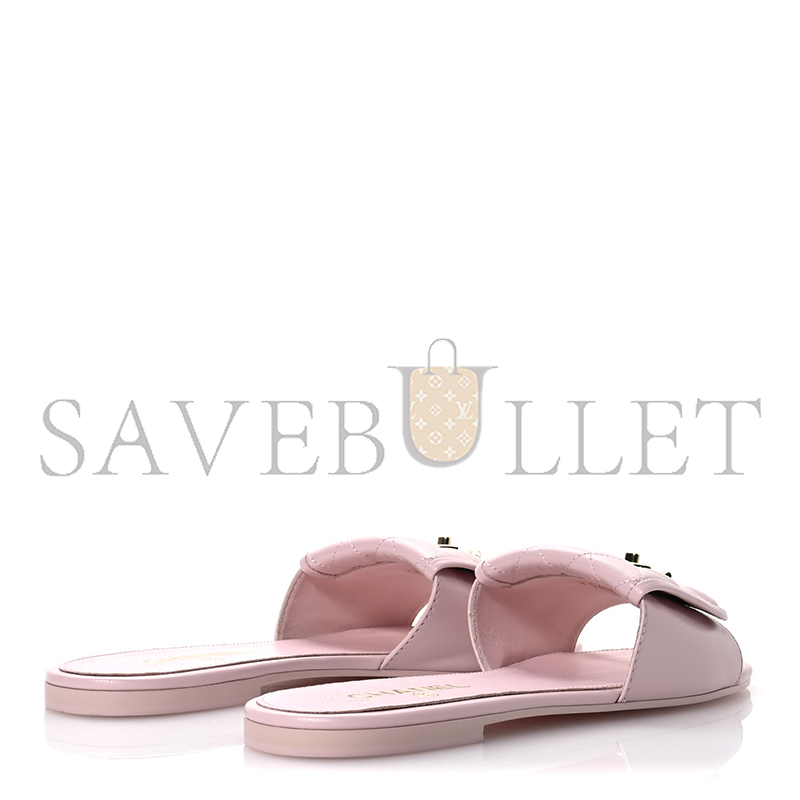 CHANEL LAMBSKIN QUILTED TURNLOCK FLAT MULES 1669317