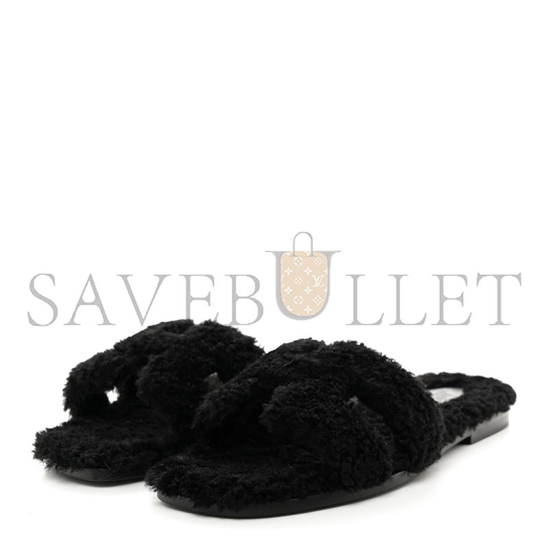 HERMES WOOLSKIN ORAN SANDALS 1512309