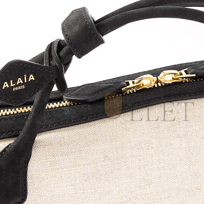 ALAÏA LE TECKEL LEATHER-TRIMMED CANVAS CLUTCH 463766 (31*10*6.5cm)