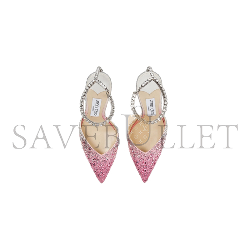 JIMMY CHOO CANDY PINK SATIN PUMPS WITH CRYSTALS SAEDA100ZPJ