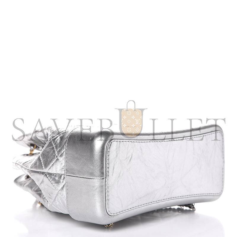 CHANEL MASTER METALLIC CRUMPLED CALFSKIN QUILTED GABRIELLE BACKPACK SILVER 315752 (27*24*11cm)