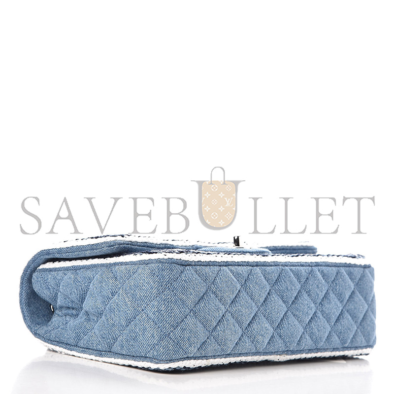 CHANEL DENIM BRAIDED MEDIUM FLAP BAG LIGHT BLUE 362059 (25*15*7cm)