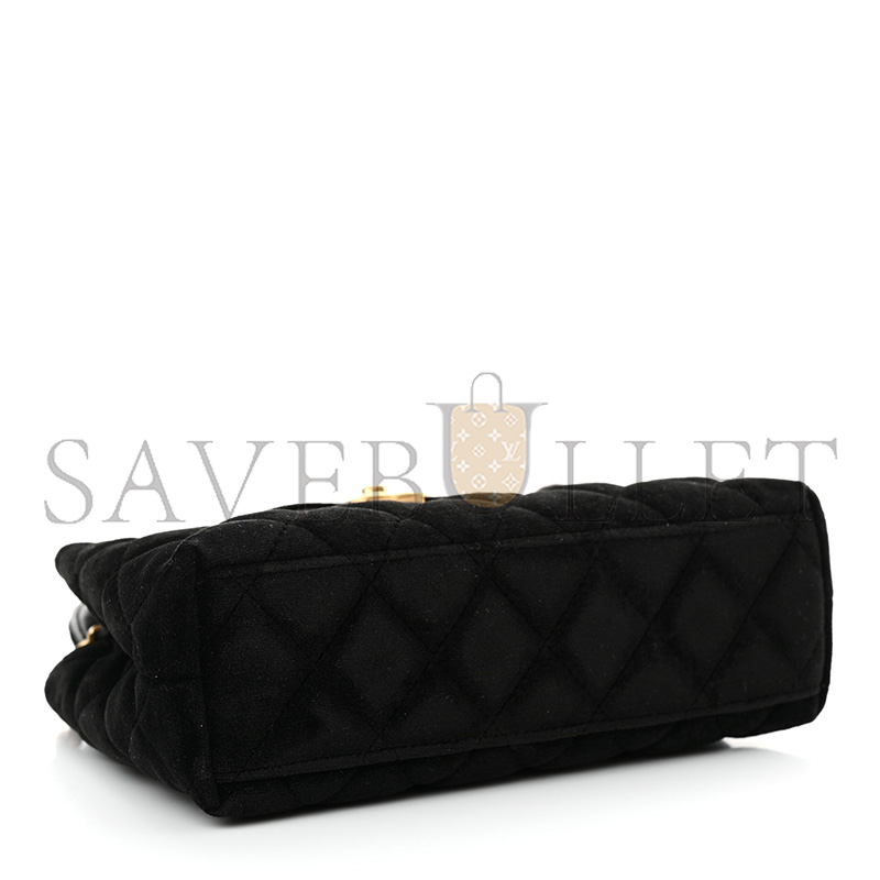 CHANEL VELVET QUILTED NANO KELLY SHOPPER BLACK 1584991 (19*13*7cm)