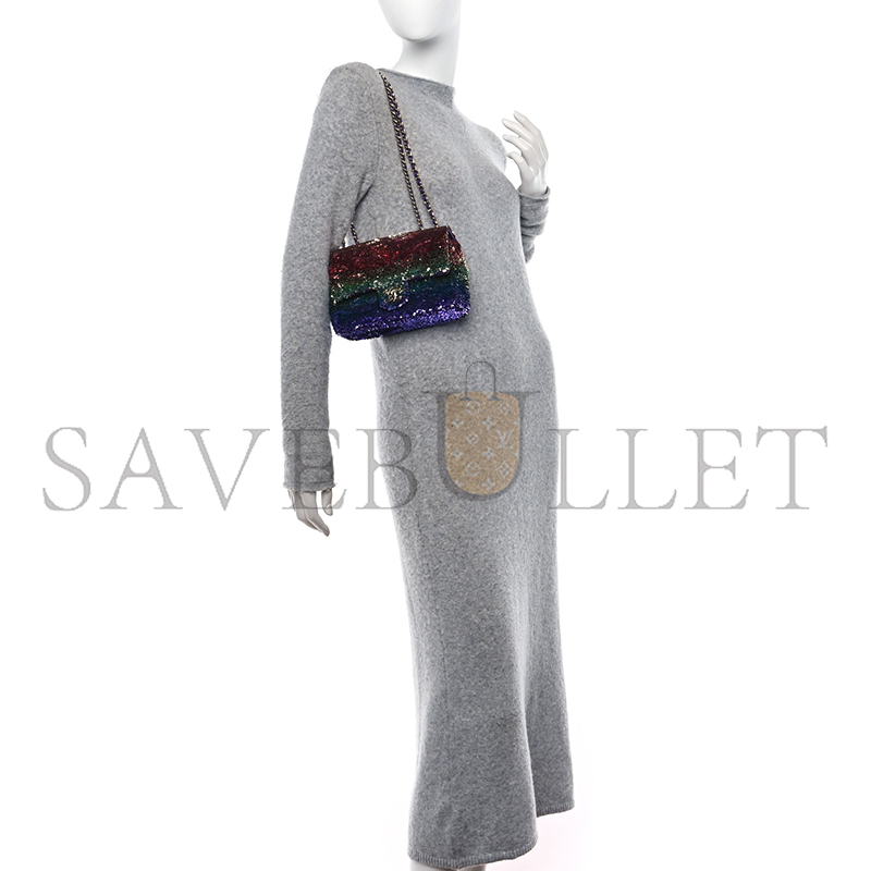 CHANEL GRADIENT SEQUIN MINI RECTANGULAR FLAP PURPLE MULTICOLOR 1515025 (21*14*8cm)